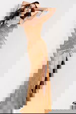 beaded high slit dress 48326