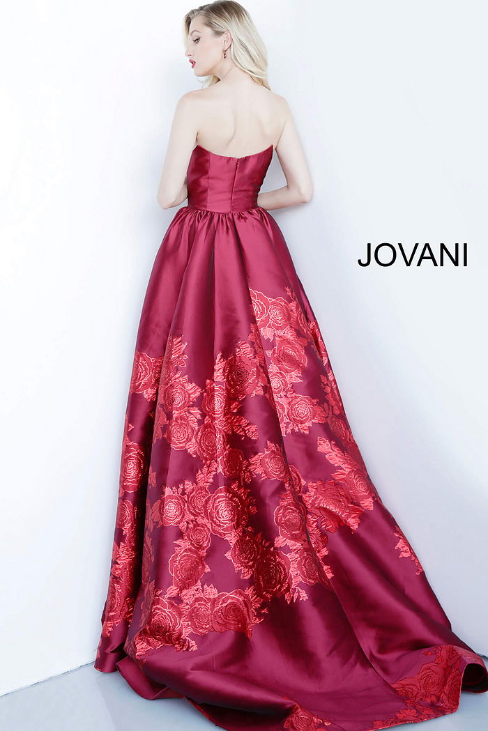 Fitted Satin Strapless Floor Length Gown 37079 | Jovani
