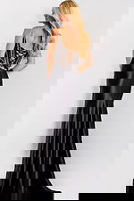 Floor length gown with sheer corset and side slit 47849