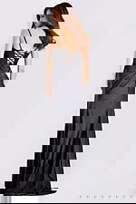 Black gown with sheer V-neck bodice 49616