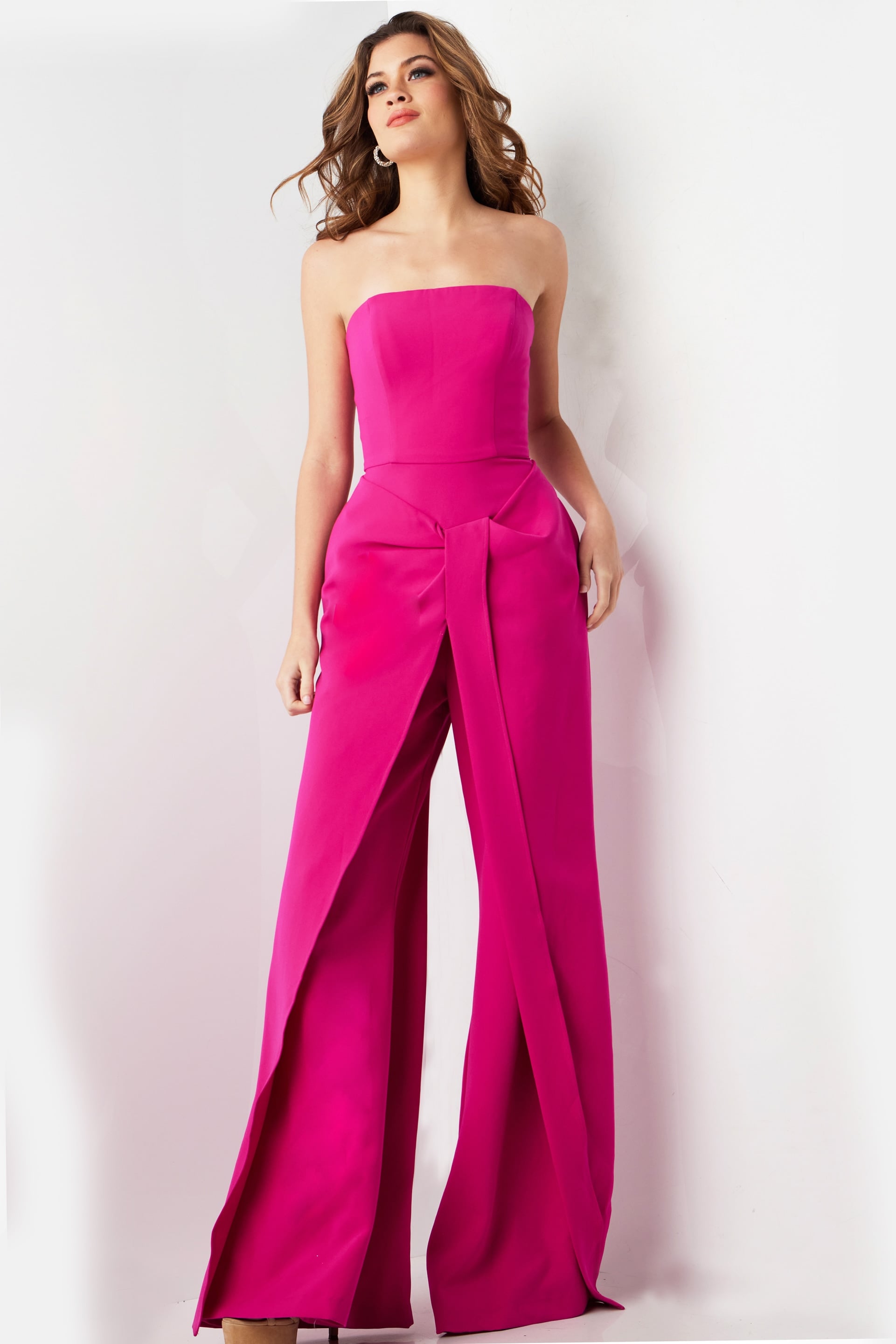 Fuchsia Strapless Contemporary Jumpsuit 03828 | Jovani
