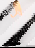 Fitted sequin gown with open leg slit 48508