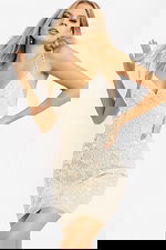 ivory beaded dress with v neckline 04194