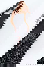 Black mermaid dress with 3D appliqué skirt 49344