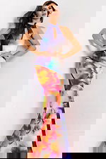 Halter gown with watercolor print 42559