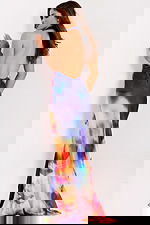 Vibrant printed evening gown with halter top 42559