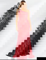 one hsoulder mermaid red dress 06017