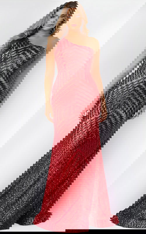 one hsoulder mermaid red dress 06017