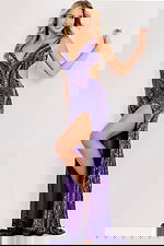 Purple sequin gown with thigh slit 47793