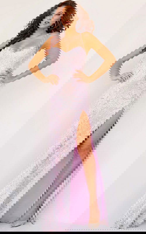 ice pink high slit dress 06109