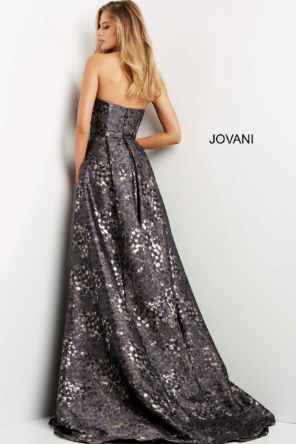 Back view of Jovani 06255 gown showcasing the elegant silhouette and intricate detailing.