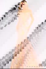 Jacquard Mermaid Gown with Floral Embroidery 00635 | Jovani