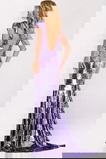 Fitted sequin gown with cap sleeves 45530