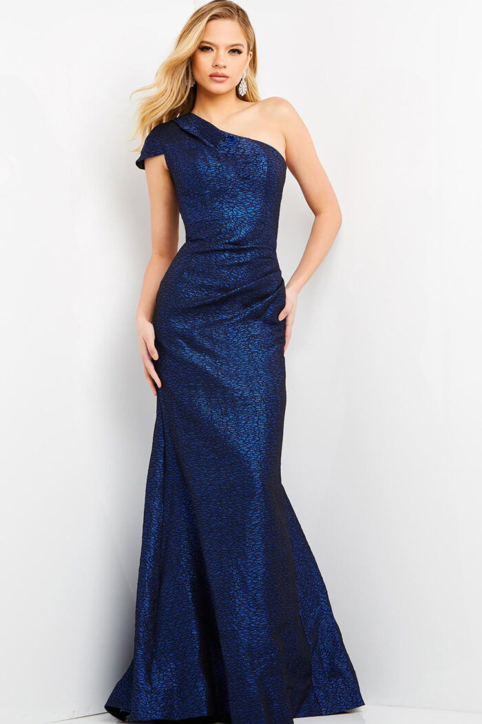 one shoulder dress with bow on the shoulder 06751