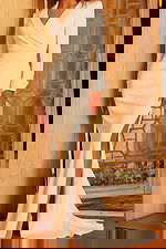 ivory long sleeve dress with high slit