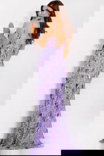 Sparkling lavender gown with high slit 46097