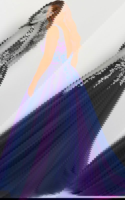 v neckline floral purple dress 06807