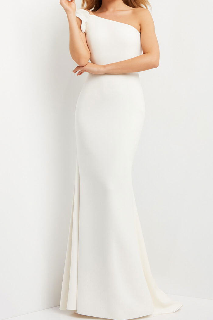 ivory one shoulder dress 06935