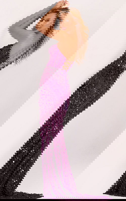 Elegant sequin gown in deep purple tone 46714