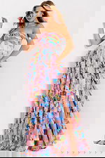 Pastel watercolor evening gown with floral bodice accent 46381