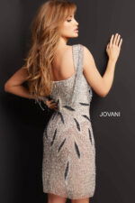 Back view of Jovani 07577 dress with intricate beading and fringe detailing.