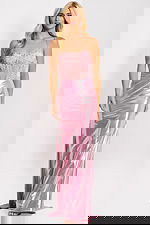 Metallic pink fitted prom dress 47325