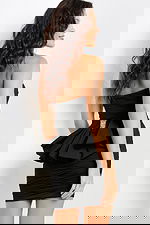 ruched bodice fitted dress with bow details 07807