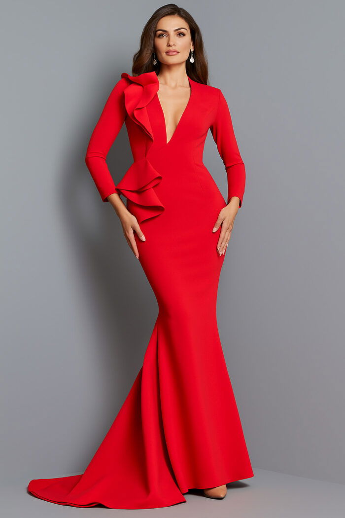 red long sleeve dress 07934