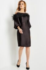 Front view of model wearing Jovani 08211 black dress