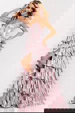 Strappy metallic gown with tiered skirt 48341