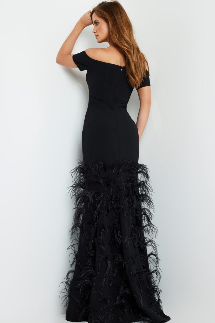 black mermaid evening dress 08384