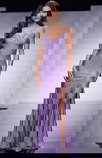 purple high slit sequin dress 08400