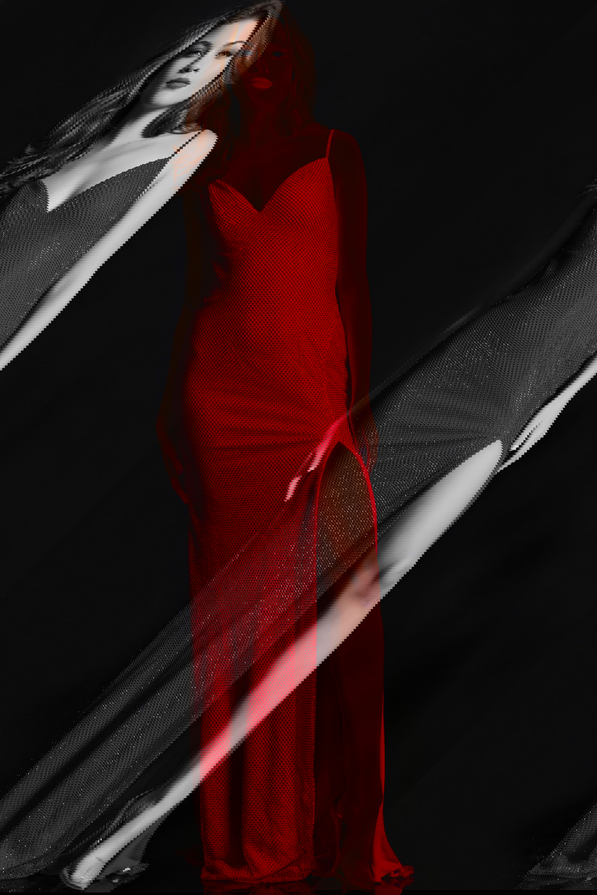 08531-RED-13.jpg model wearing Jovani 08531 red gown with sweetheart neckline