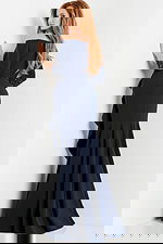 navy long sleeves evening gown 08699