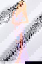 Lavender gown with side slit and sequins 45533