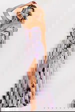 Strapless floral print gown with keyhole cutout 42564