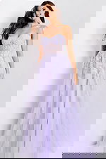 Lavender tulle dress with corset top and slit 49656