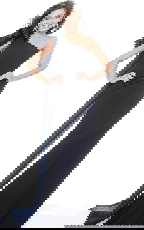 navy one shoulder dress 1008