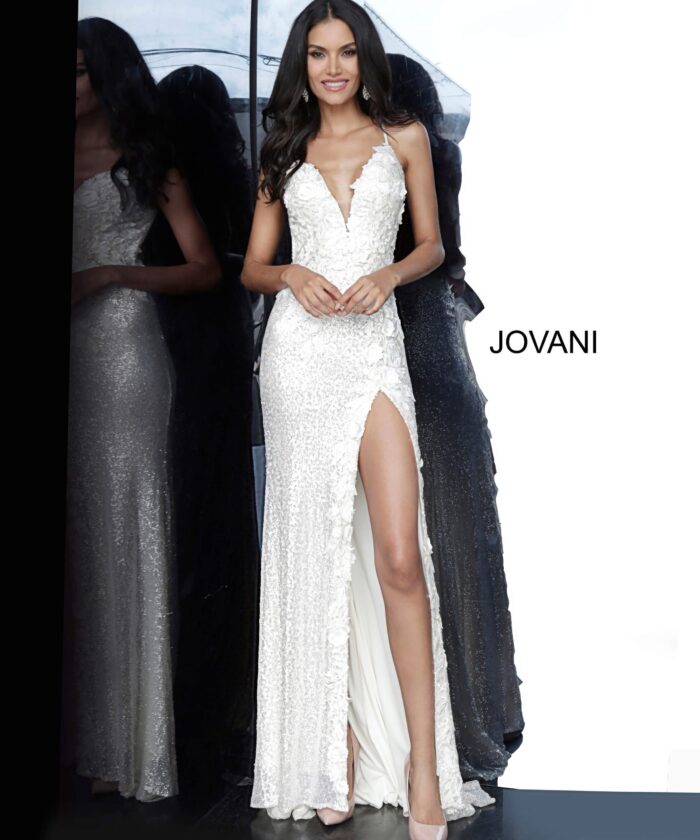 Jovani 1012 Hot Pink High Slit Plus Size Dress
