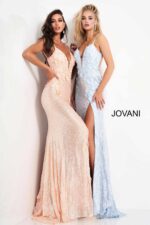 Jovani 1012 Hot Pink High Slit Plus Size Dress