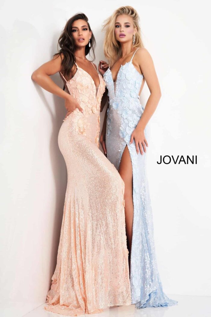 Jovani 1012 Hot Pink High Slit Plus Size Dress
