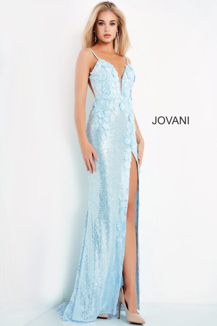 Jovani 1012 Hot Pink High Slit Plus Size Dress