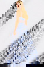 Blue and white floral print maxi dress 47328