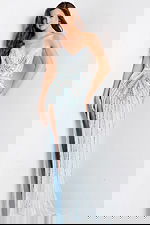 Strapless beaded gown with thigh slit 49262