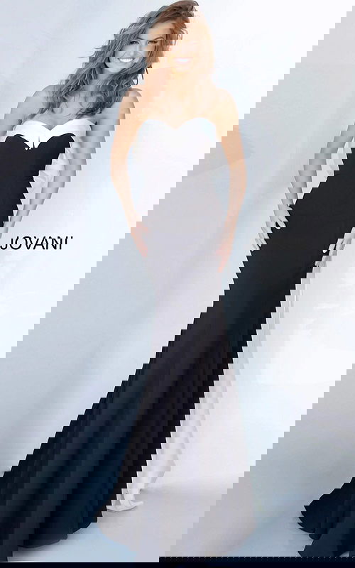 black and white v neck mermaid dress 12020