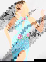 Keyhole neckline dress with sequin embellishments 46086