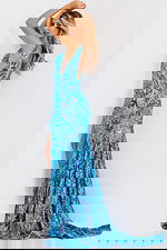 Shiny blue fitted gown 40755