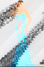 Blue sequin dress with flowers 48637