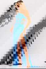 High slit one-shoulder gown 43927