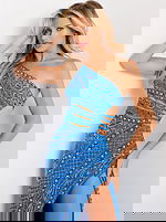 Blue sequin formal gown 43927